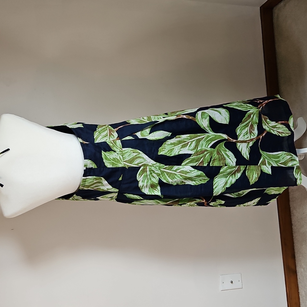 Ann Taylor Factory 14P Amalfi Palm Tropical Midi Halter Dress Cruise Resortwear - Picture 2 of 9